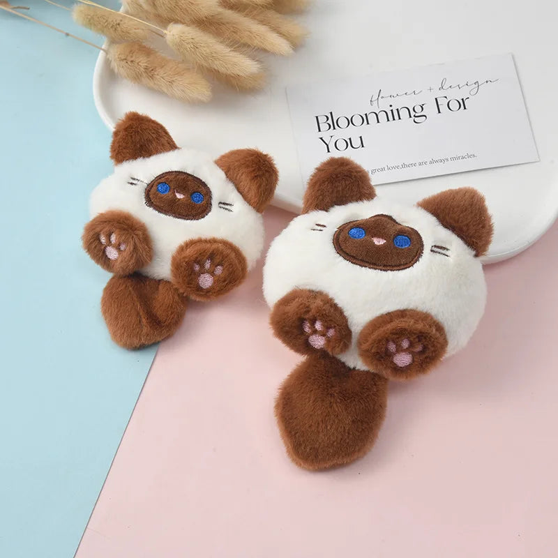 New Squeaky Kitten Plush Doll Bag Hanging Cute Cartoon Diy Cat Brooch Gold Key Chain Four Optional Birthday Gifts For Children