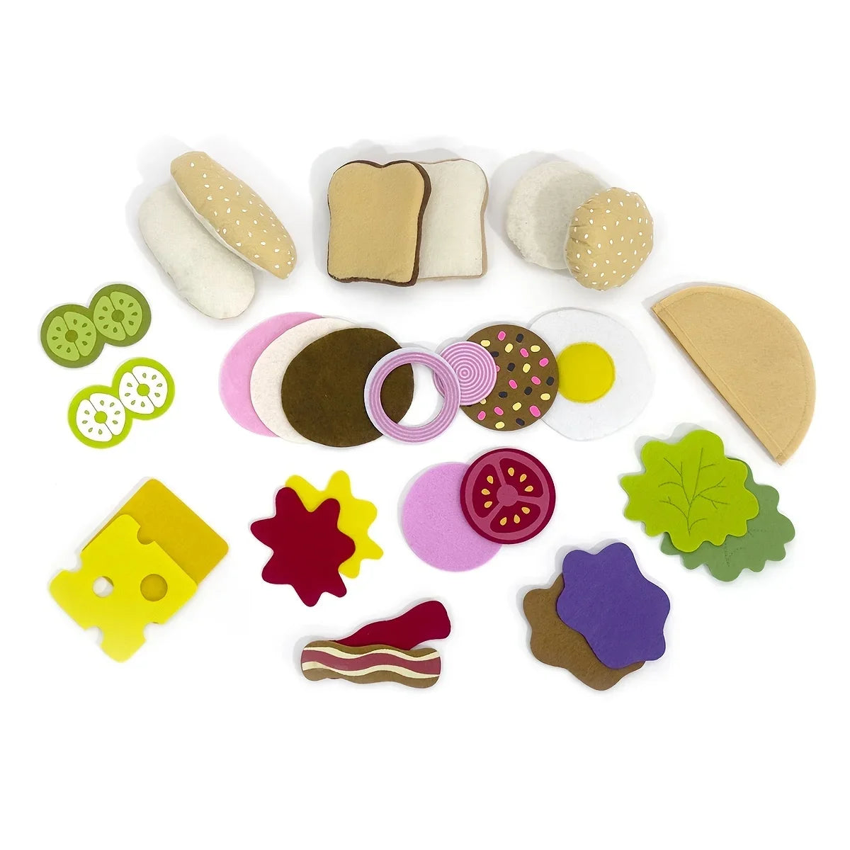 28PCS Felt Food Burger Sandwich Food Set Children Pretend to Play Food Sandwich Toys Children's Kitchen Role Playing Gifts