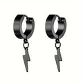 1pair Stylish Stainless Steel Lightning Pendant Piercing Hoop Earrings Ear Clip for Men Women Bold and Eye-Catching Statement