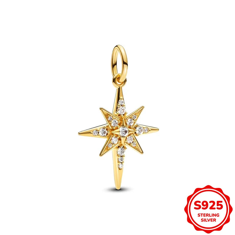 Charms plata de ley Disney Gold Plated Lily Flower Pendant Beads Fits 3mm Bracelets Necklace For Women Luxury DIY Fine Jewelry