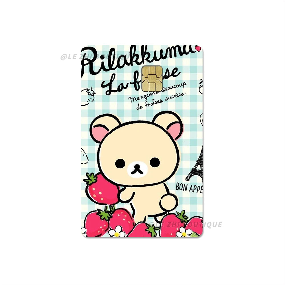 Japan Anime Cute Cartoon Bear Credit Debit Card Sticker Kawaii Bus Pass Diy Waterproof Small Chip Film Sticker Decoration