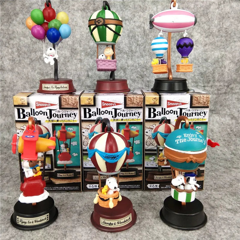 Anime Snoopy Action Figures Hot Air Balloon Blind Box Toy Model Collection Desktop Ornament Children's Birthday Gifts