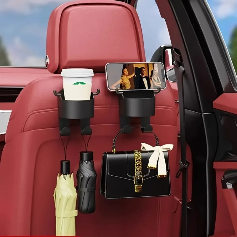 Car Supplies Seat Back Storage Rack1/2Multifunctional cup holder storage box with hookPPMaterial Beverage Phone Holder Car Mount