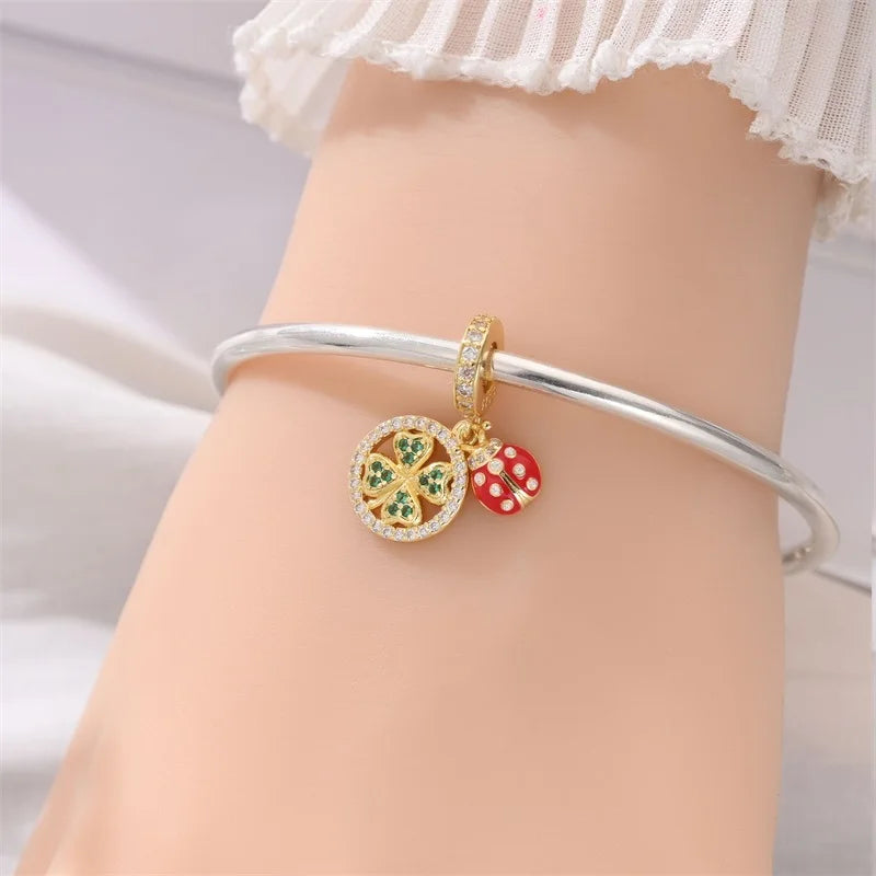 Charms Silver 925 Ladybugs and Cherry Strawberries Pendant Bead Fit 3mm Bracelet Bangle Necklace For Women Luxury Jewelry Making