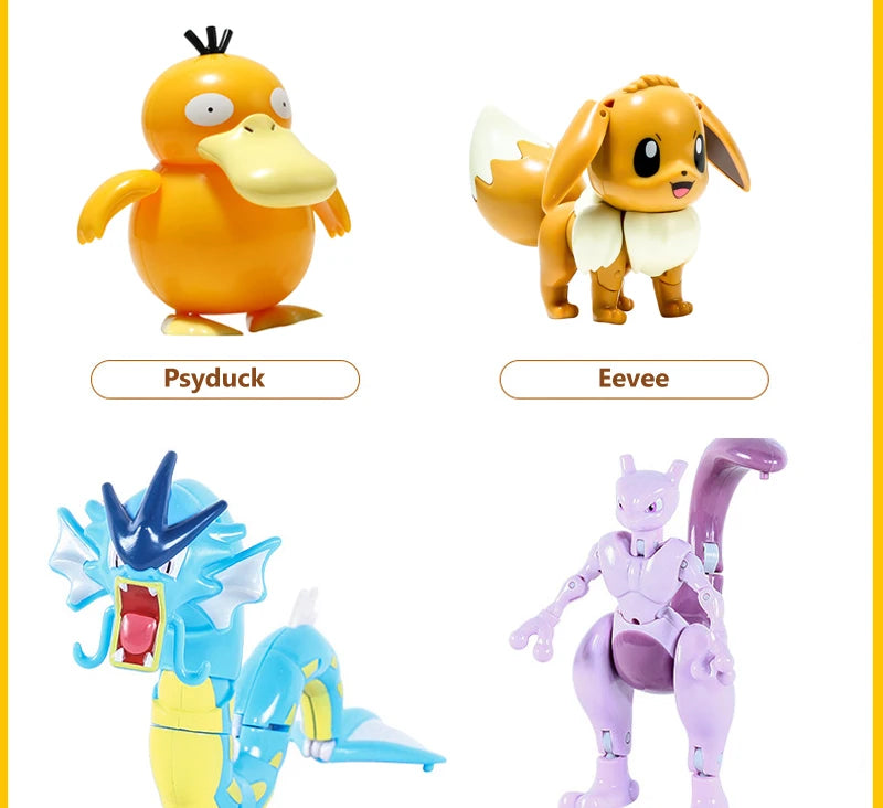 Funny Pokemon Transformation Cartoon Model Pokeball Pikachu Toys Scalable Anime Figure Dolls Model Ornaments Kids Birthday Toys