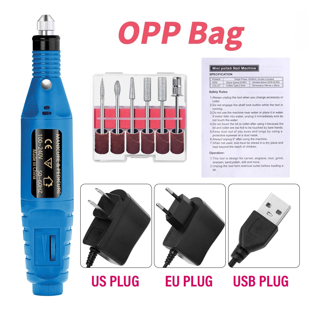 LULAA Portable Professional Electric Nail Drill Machine Manicure Tools Pedicure Drill Set Family Nail File Nail Drill Equipment