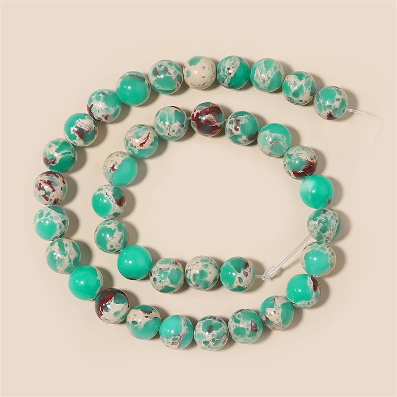 6 8 10mm Natural Stone Green Snakeskin Jaspers Bead ShouShan Stone Round Loose Beads For Jewelry Making DIY Bracelet Accessories