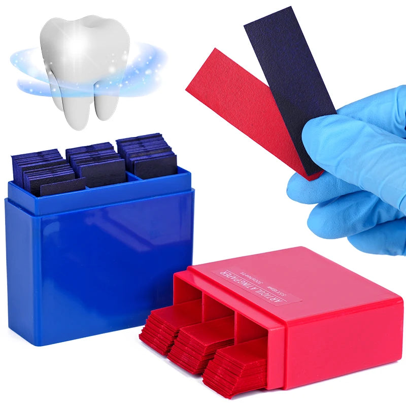 300 Sheets Dental Bite Paper Disposable Dentist Blue/Red Double-Sided Bite Strip Oral Teeth Care Whitening Dentistry Material