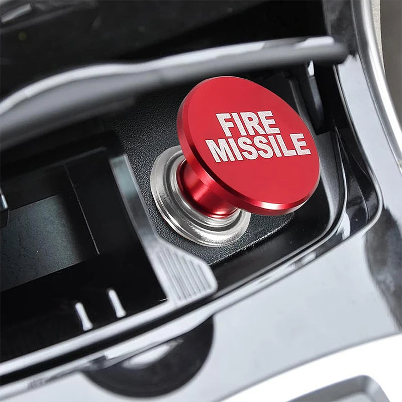 Fire Missiles Button Car Cigarette Lighter Anodized Aluminum Universal 12-Volt Replacement Accessory Fits for Most Vehicl Socket