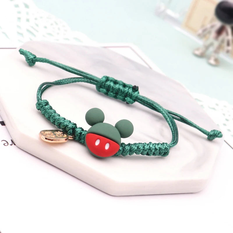 New Mickey Mouse Bracelet Cute Hand Woven Rope Bracelets for Couple Student Fashion Jewelry Handicrafts Friends Birthday Gifts