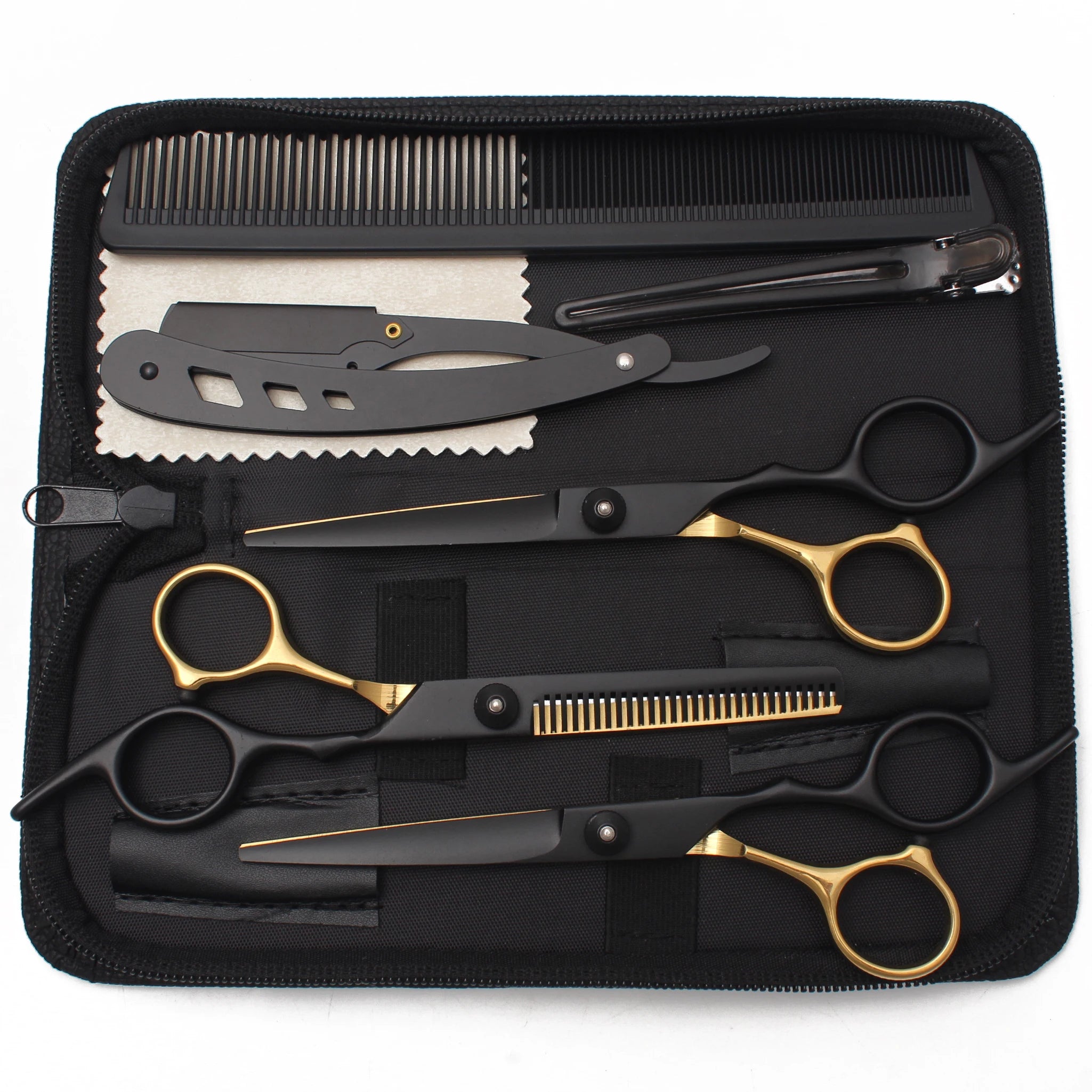 Hairdressing Scissors Black-Gold Hair Scissors Professional 6" JP Stainless Thinning Shears Haircut Scissors Barber Shop C1001