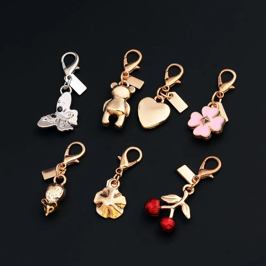 Luxury Highend Cherry Butterfly Four-leaf Clover Love Bear Mouse Keychain Ladies Y2K Bag Pendant Car Accessories Gift Decoration