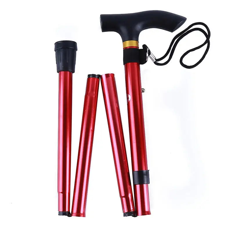 Telescopic Walking Stick Outdoor Hiking Trekking Poles Aluminum Alloy Metal Folding Cane Crutches Pole For Elderly People