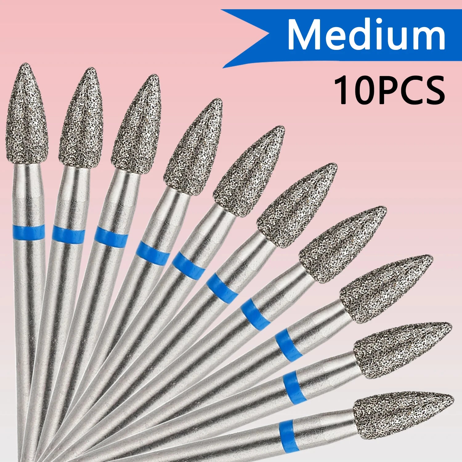 10pcs/set 3mm Cone Diamond Cuticle Bit Manicure Drills Nails Accessories Tools