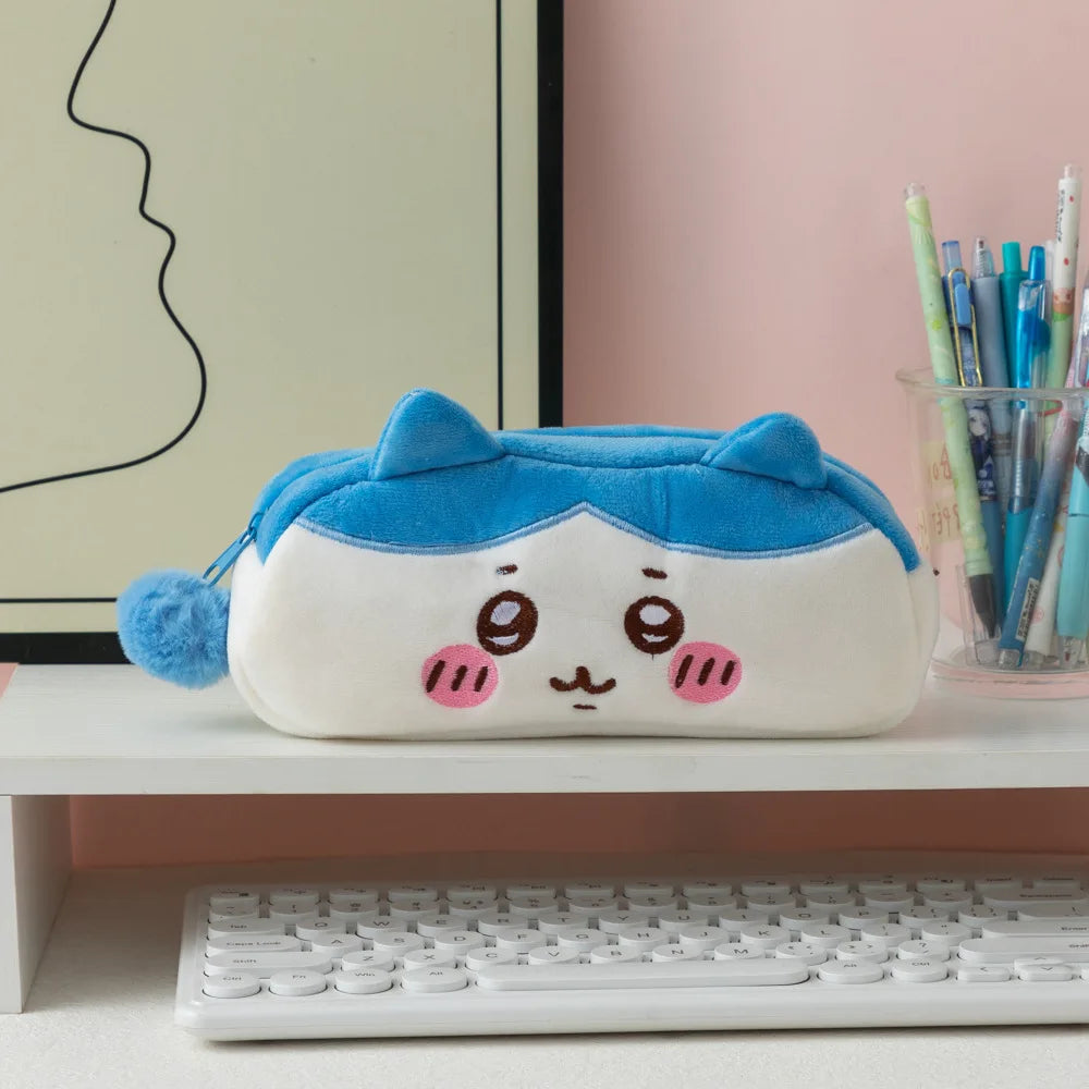 Cute Hachiware Series Plush Embroidery Pencil Case Ins Style Cartoon Usagi Large Capacity Student Storage Bag Gift