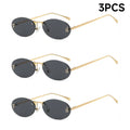 Fashion Rimless Sunglasses Women UV400 Oval Elegant Diamond F Sun Glasses Retro Eyewear