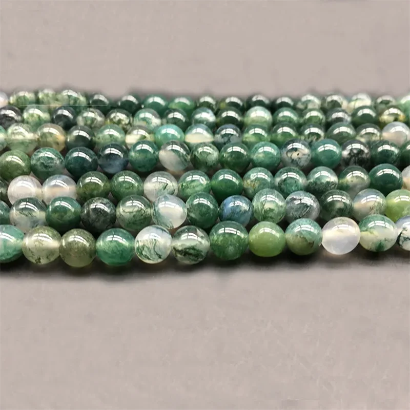 1strand/lot Moss Grass Agat Natural Stone Round Loose Green Beads For jewelry Making 4/6/8/10MM DIY Bracelet Bulk Wholesale
