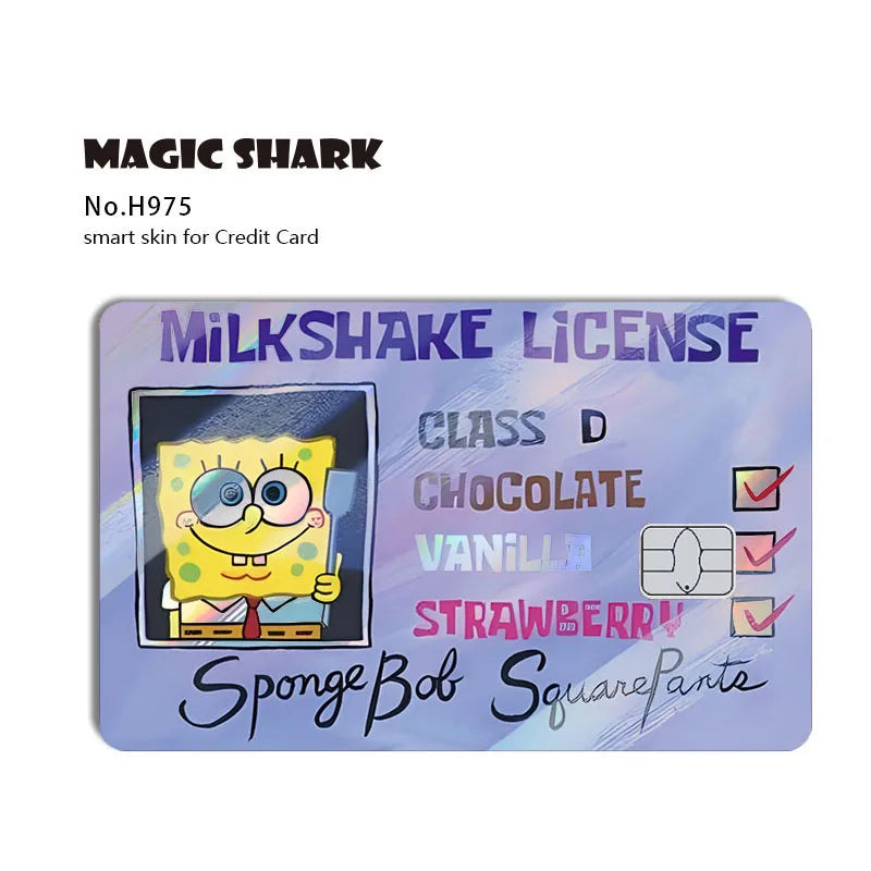Magic Shark 2026 New Arrival Funny Cute Cartoon Holographic Sticker Laser Film Shinny Skin for Debit Credit Bank Card