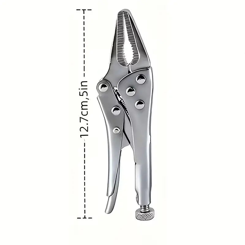 5-Inch Heavy-Duty Mini Sharp-Nose Pliers - Adjustable Height, Non-Slip Grip, Compact & Sturdy Metal Clamping Tool