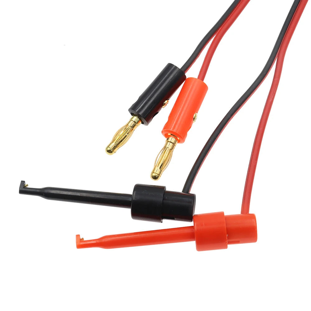 1 Pair 1M 4mm Banana Plug to Electric Hook Clip Test Cable Gold Plated for Multimeter Test Leads Wire Connector red Black Banana
