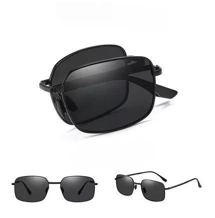Fashion Foldable Polarized Sunglasses Vintage Men Women High-quality Photochromic Portable Folding Metal Frame Glasses UV400