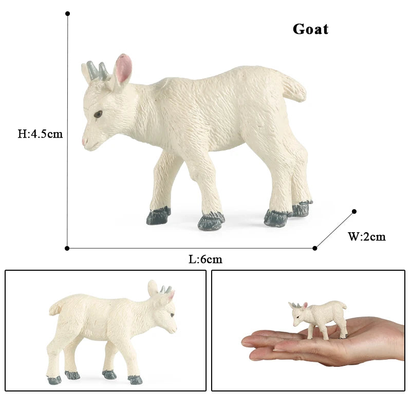 Oenux Classic Farm Animal Simulation Sheep Goat Argali Antelope Model Action Figure Poultry Figurines Cute Toy For Kid Gift