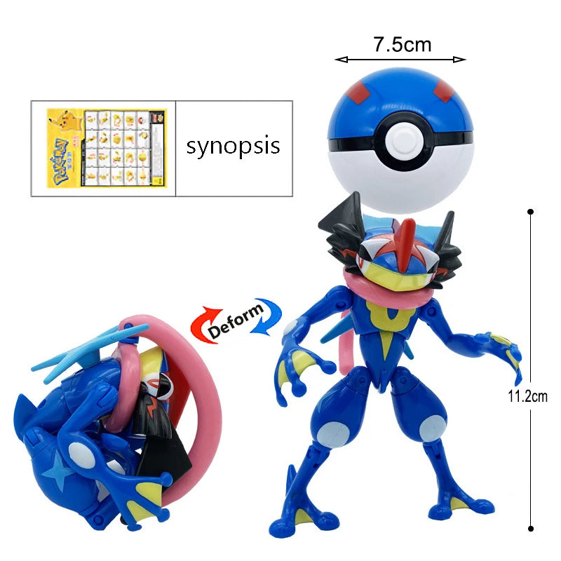 Funny Pokemon Transformation Cartoon Model Pokeball Pikachu Toys Scalable Anime Figure Dolls Model Ornaments Kids Birthday Toys