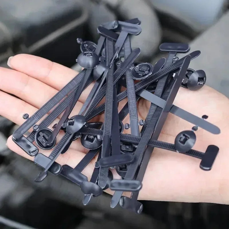 1000-100set Self-locking Universal Nylon Cable Tie Buckle Heavy Duty Zip Ties with Pin & Button Car Daily Repair Fastening Strap