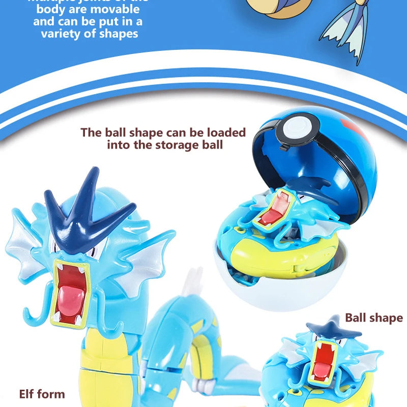 Funny Pokemon Transformation Cartoon Model Pokeball Pikachu Toys Scalable Anime Figure Dolls Model Ornaments Kids Birthday Toys