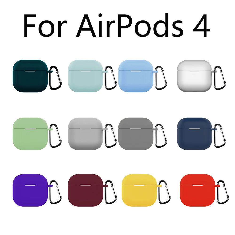 Wireless Headset Silicone Cover For AirPods 4 4th Generation 2024 Case For AirPods4 Air Pods 4 Coque Soft TPU Fundas With Hook