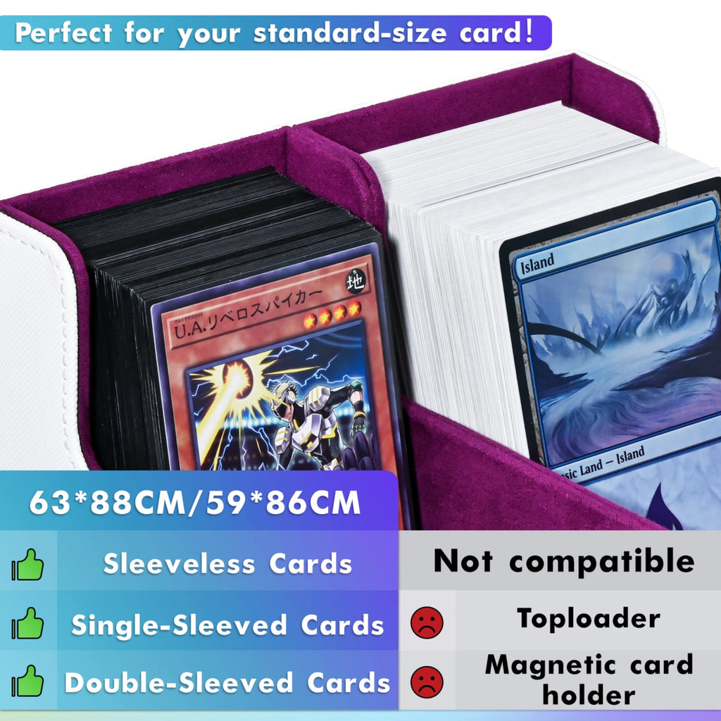 Card Storage Box, Card Deck Case Holds 1200+ Single Sleeved Cards, Strong Magnetic PU Leather Card boxes for TCG