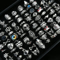10/20/30/50/100Pieces Vintage Punk Skull Eye Rings Set For Women Men Mix Style Hip Hop Finger Ring Jewelry Party Gift