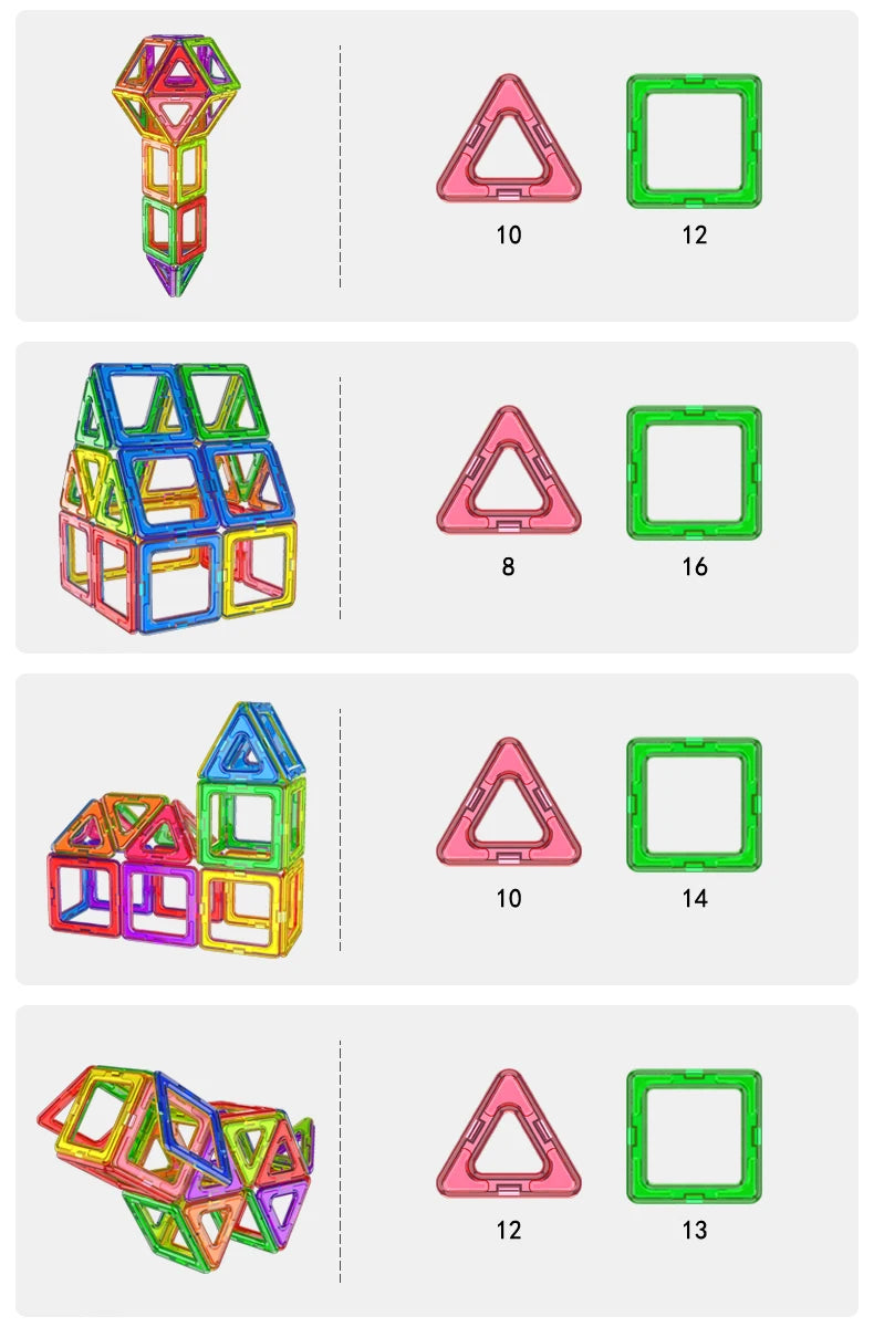 large Magnetic tiles Designer Magnet Building Blocks Accessories Educational Constructor Toys For Children Kids Girls Set Gift