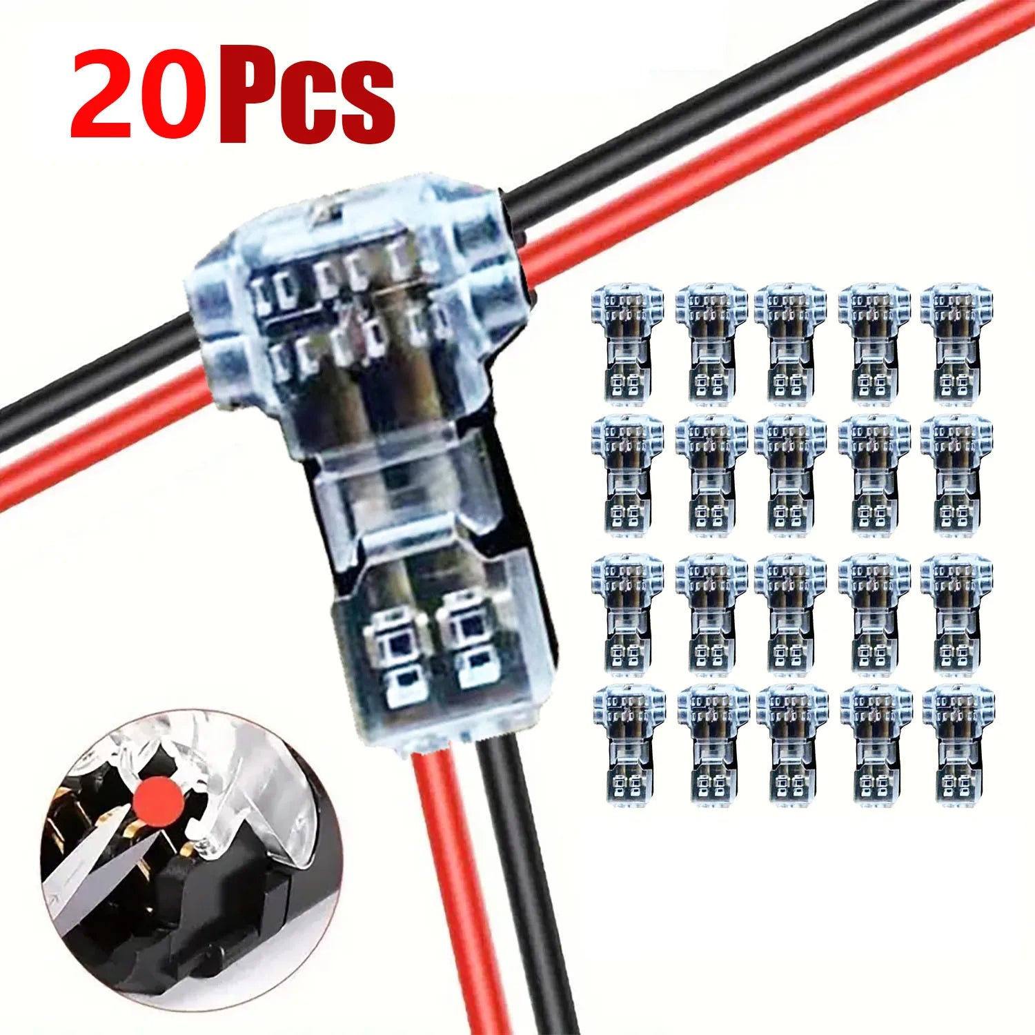 10PCS Wire Connectors Low Voltage Wire Connectors Solid Connection,T Tap Wire Connectors, T Type 2 Pins Wire Splice Connectors