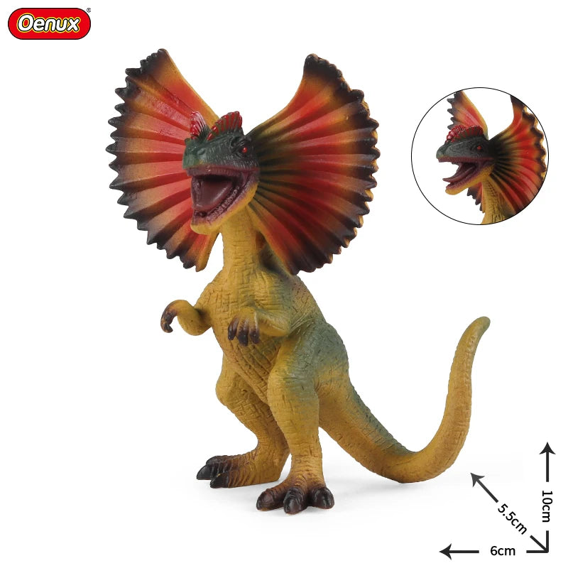 Oenux Jurassic Dinosaur World Eoraptor Dilophosauridae Mosasaurus Velociraptor T-Rex Animasl Model Action Figures Kid Toy Gift