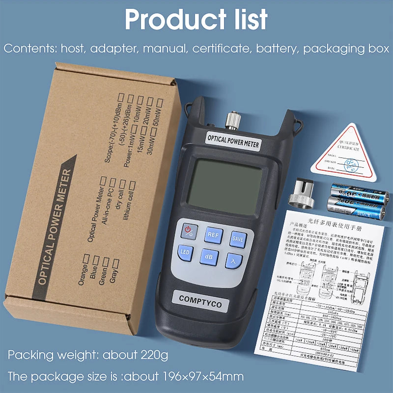 COMPTYCO AUA-Y710A/Y510A Optical Power Meter -70~+10dBm/-50~+26dBm Fiber Optic Cable Tester FTTH Tools(OPM with LED Lighting)
