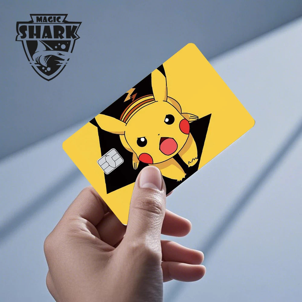 Maigc Shark Cute Pokemons Mewtwo Eevee Pikachu Gengar Sticker Film Cover for Debit Credit Card No Fade
