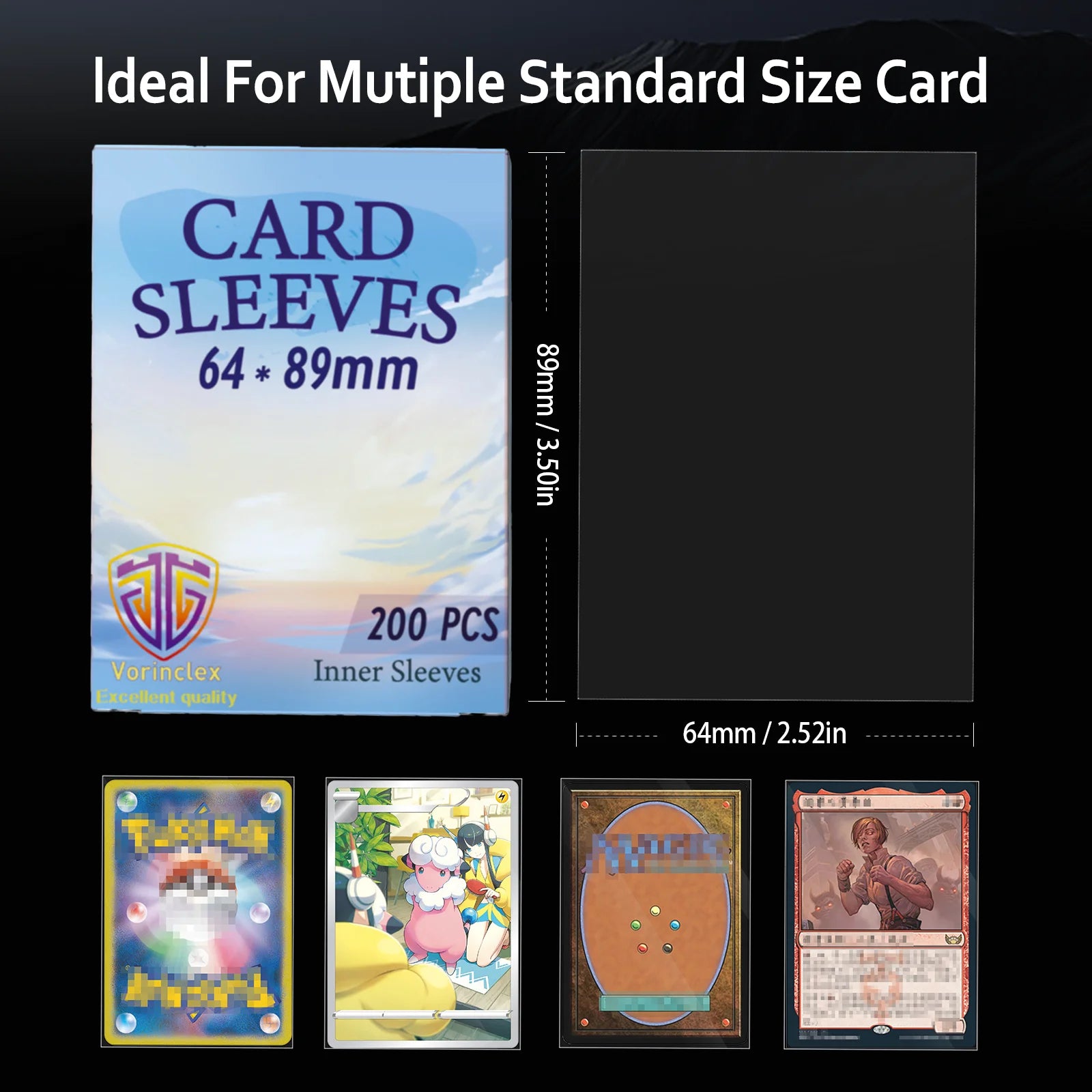 200 PCS Inner Card Sleeves Perfect Fit MTG/YGO Game Cards ,Sports Cards,Football Cards, Inner Card Sleeves Is Smooth And Tough
