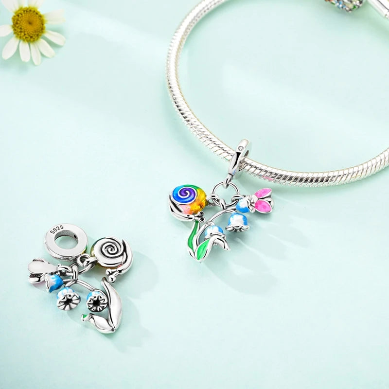 Charms Silver 925 Ladybugs and Cherry Strawberries Pendant Bead Fit 3mm Bracelet Bangle Necklace For Women Luxury Jewelry Making