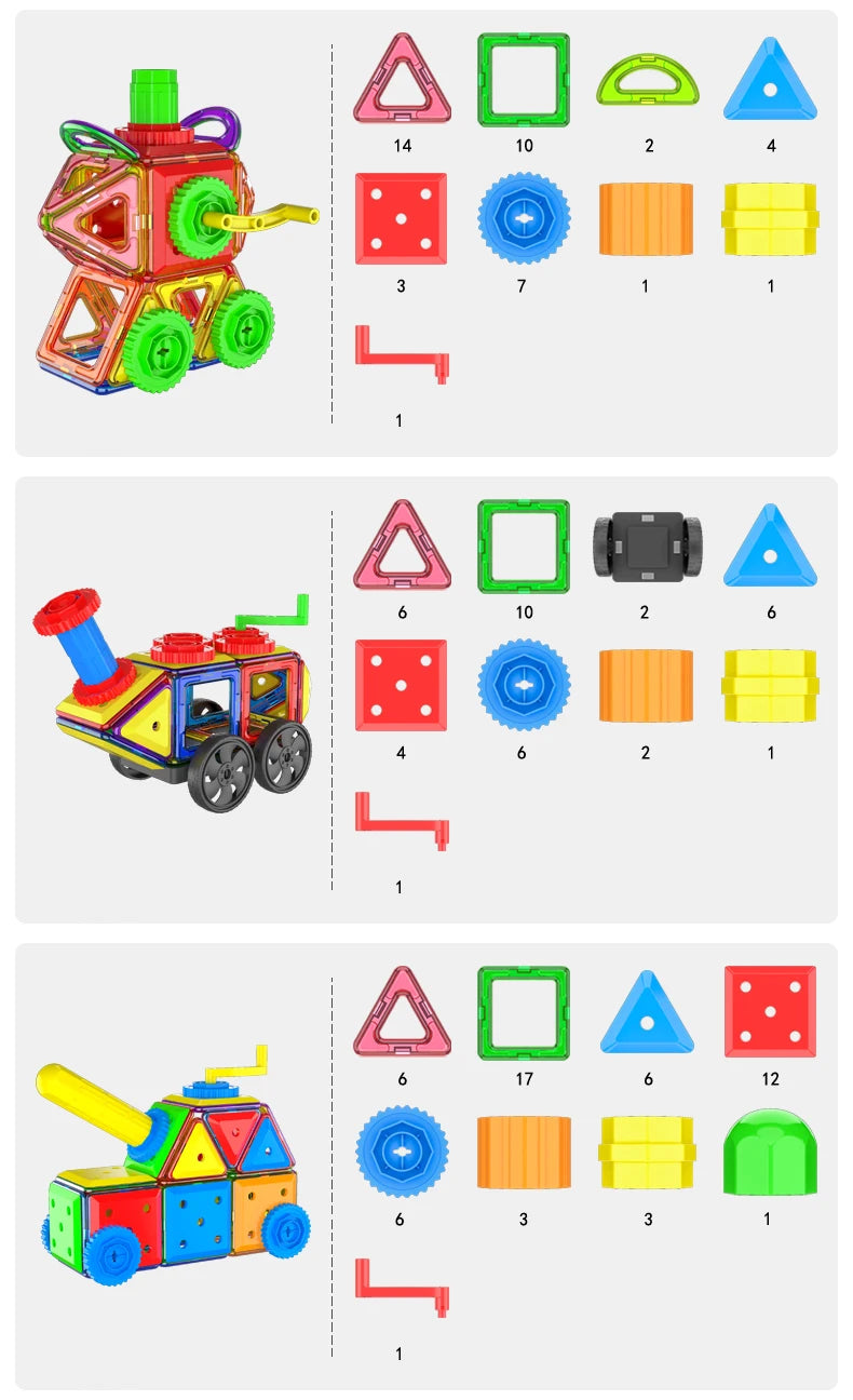 large Magnetic tiles Designer Magnet Building Blocks Accessories Educational Constructor Toys For Children Kids Girls Set Gift