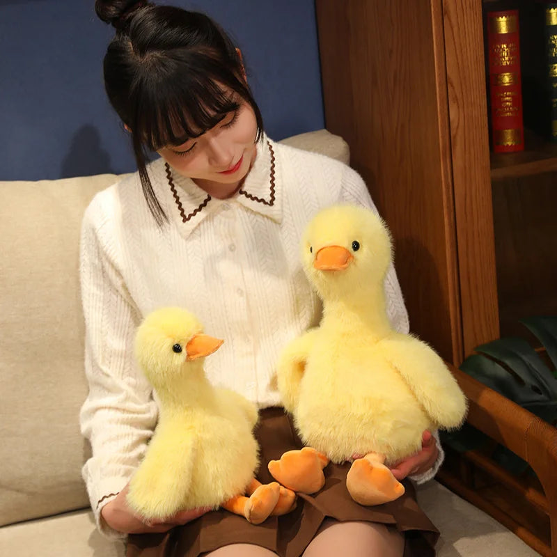 Kawaii Simulation Yellow Duck Plush Toy White Pink Black Long Hair Duck Plush Doll for Boys And Girls To Accompany Sleeping Gift