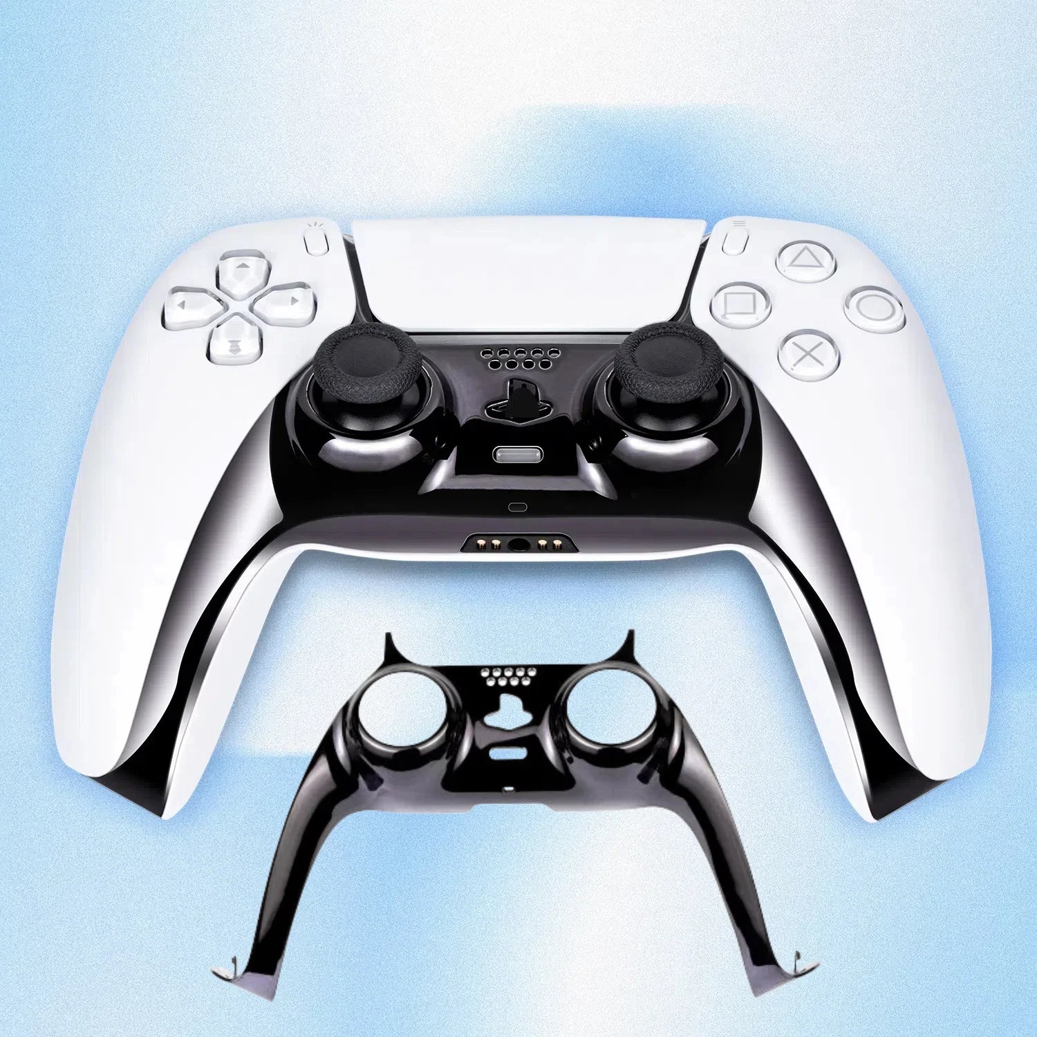 Chrome Black Glossy Chrome DIY Replacement Controller Shell for PS5 Custom Plates Cover Compatible Upgrade For PS5 Slim