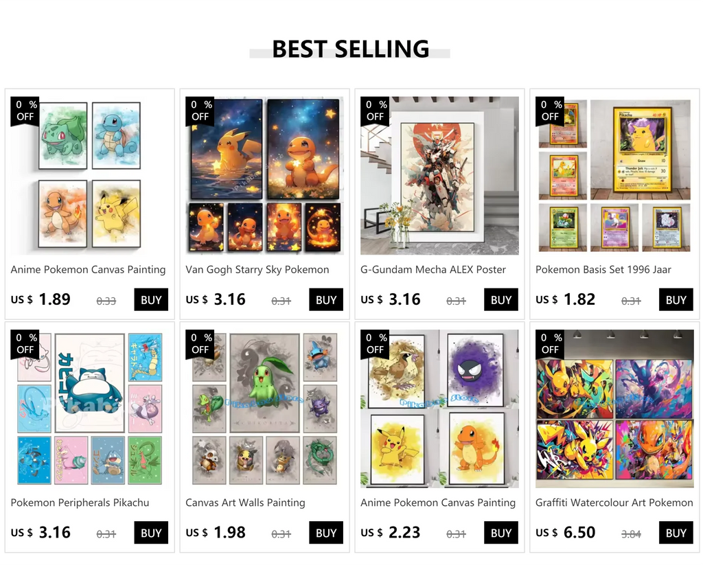 Anime Pokemon Canvas Painting Bulbasaur Charmander Squirtle Poster and Print Watercolor Wall Art Picture Home Decor Kids Gifts