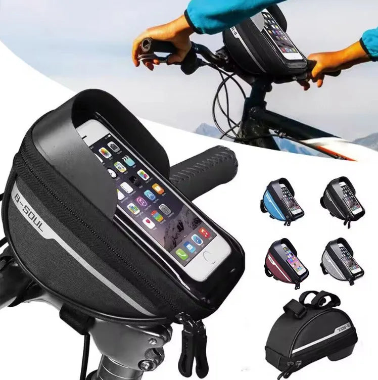 Mountain Bicycle Bag Touch Screen Cycling Handlebar Phone Holder Bag Bike Bags Bicycle Phone Storage Bags Cycling Accessories