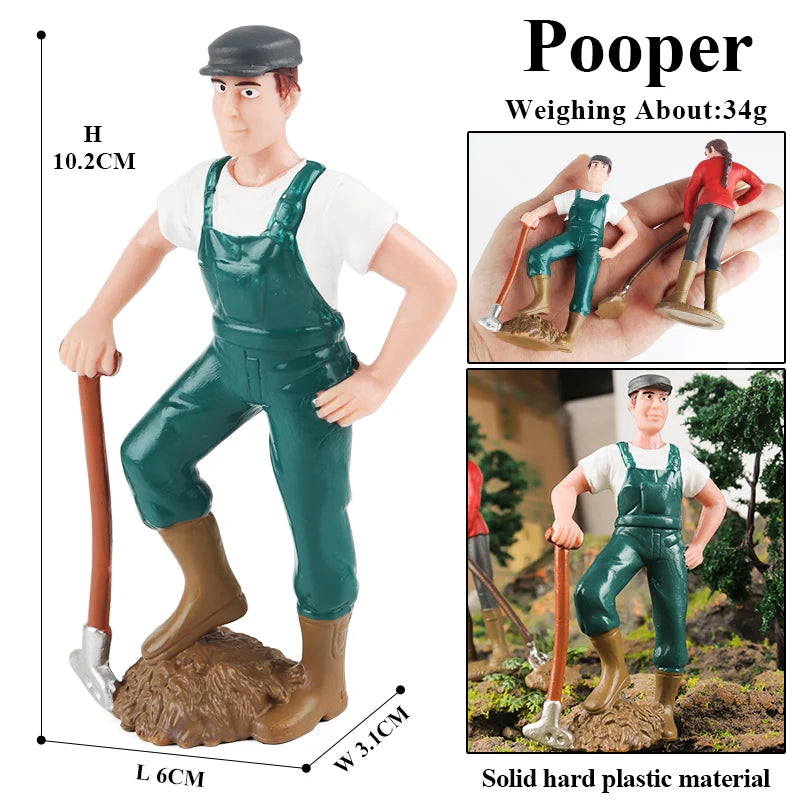 Oenux New Farmer People Model Simulation Farm Staff Feeder Action Figures Pig Animals Figurine Miniature Lovely Toys For Kids