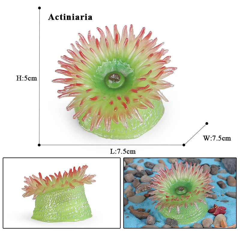 Oenux Sea Life Animals Coral Octopus Nautiloidea Crab Starfish Ocean Model Action Figures Educational Collection Toy Kid Gift