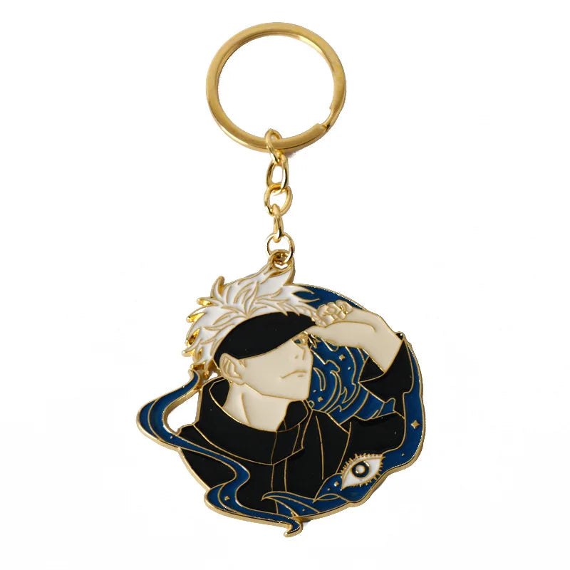 Jujutsus Kaisens,Brooch, Keychain Cartoon Figure Gojo Satorus Enamel Lapel Pins Cute Cosplay Props Jewelry Gift for Friends