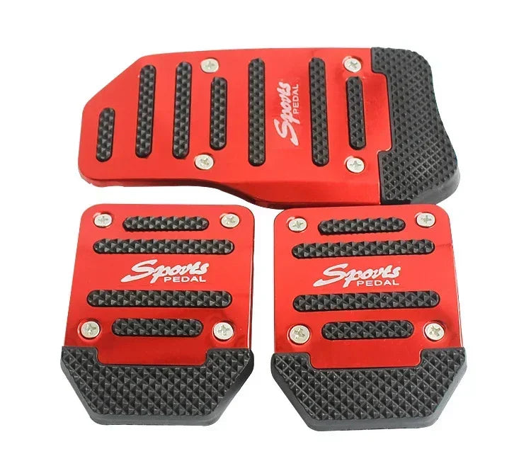 Aluminum Car Pedal Cover Set  Automatic Manual Transmission Gas Foot Covers in Red Silvery, Blue - Stylish Auto Interior