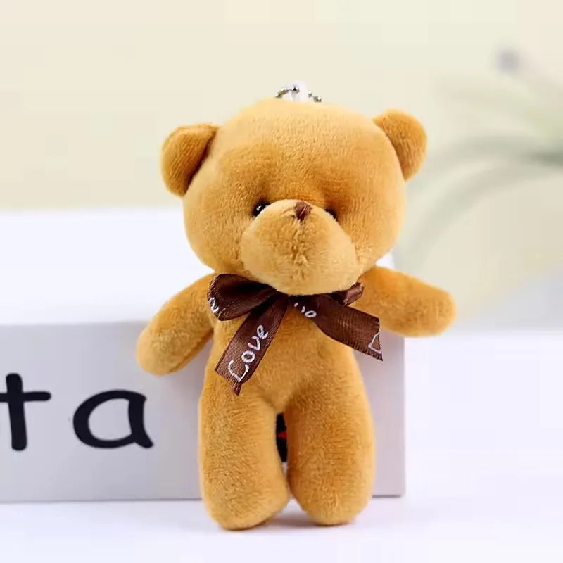 10pcs/lot Bear Stuffed Plush Toy Mini Bear Doll Keychain Soft Stuffed Toy Key Chain Bag Pendant Wedding Decoration Birthday Gift