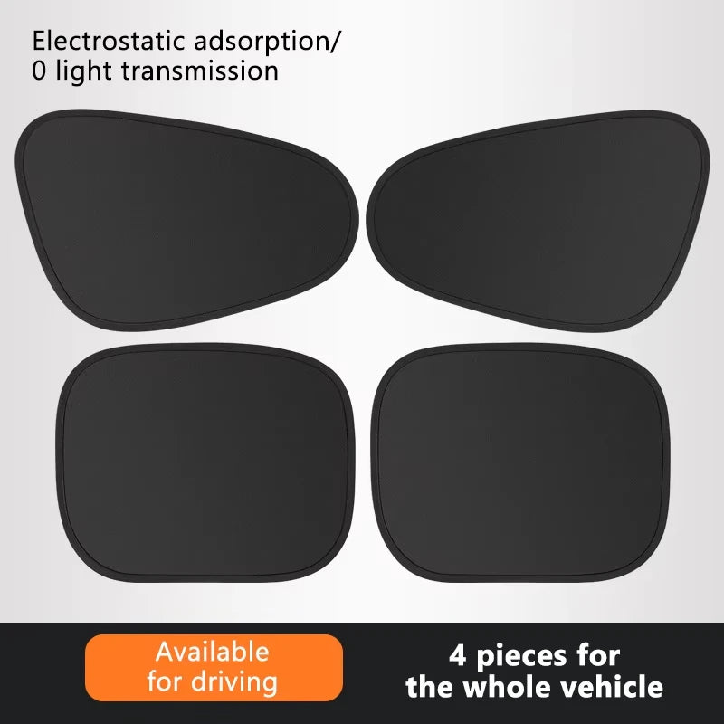 Summer Electrostatic Sun Visor for Car Side Window 4-Layer Sun Shade Curtains Anti-Glare UV-Blocker Auto Sun Protection Cover